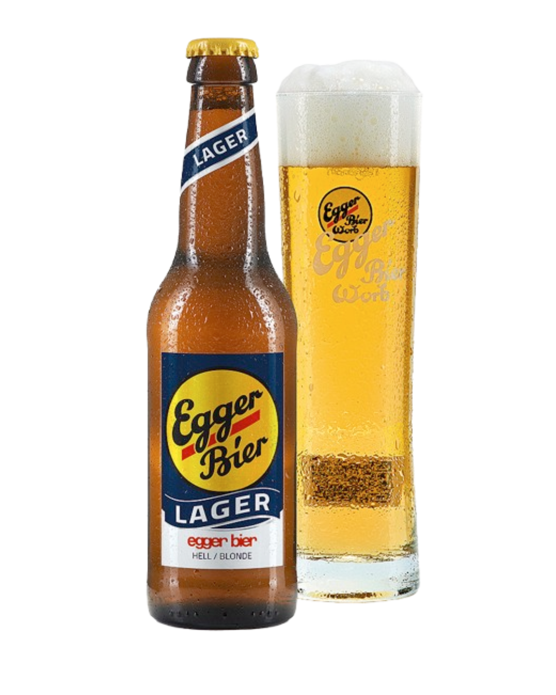 Egger Bier Lager mit Glas